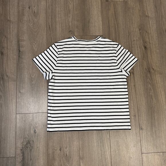 Madewell The Perfect Crewneck Tee WMNS L Black White Striped Jersey Short Sleeve - Picture 6 of 8